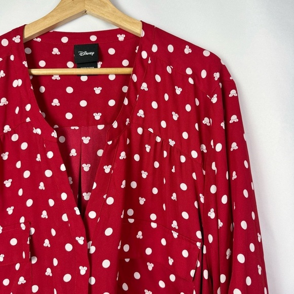 Torrid X Disney Red Harper Minnie Mouse Dot Long Sleeve Georgette Blouse 6 - Picture 7 of 8